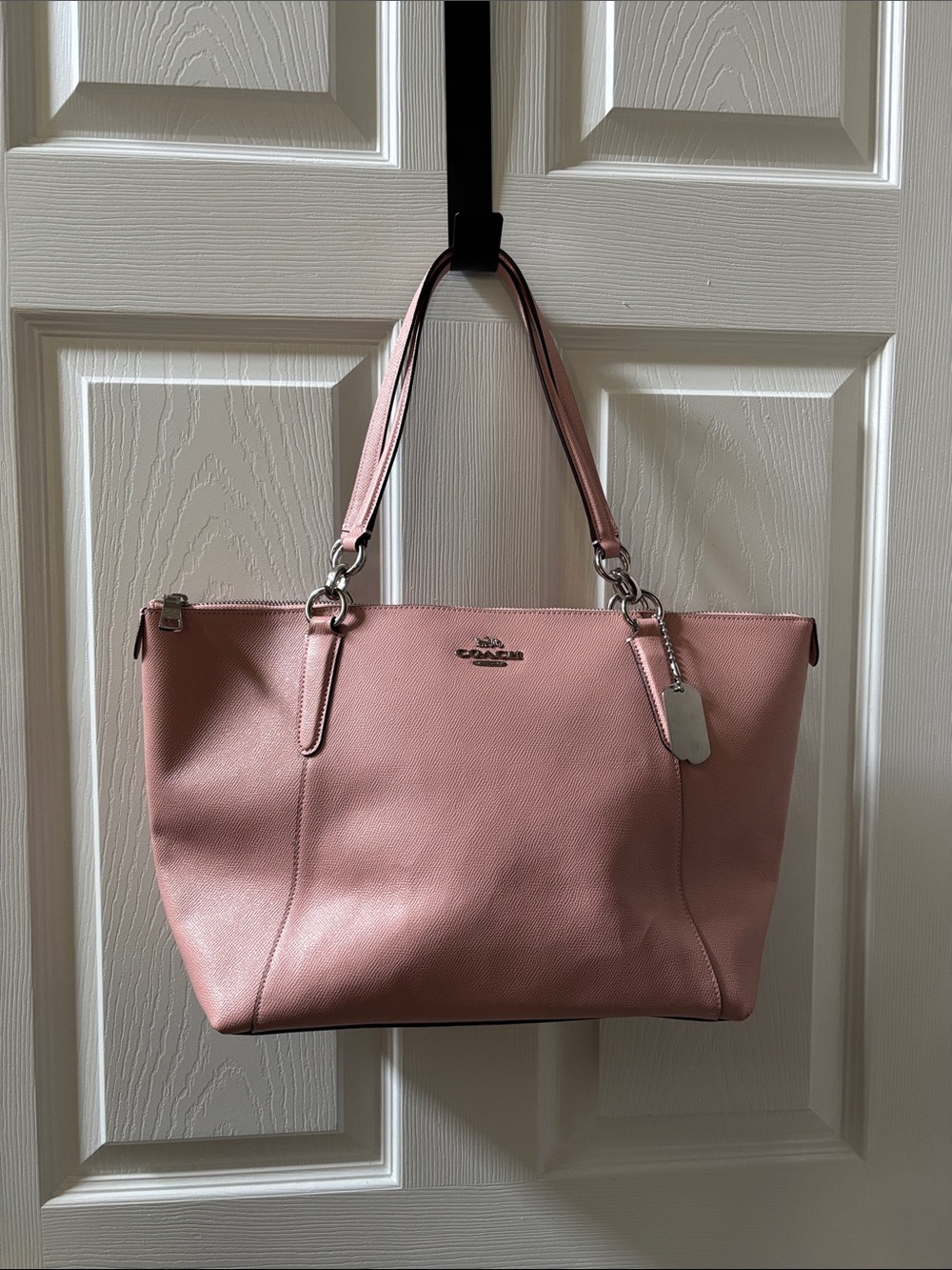 Coach Blush Pink Leather Tote with Silver Hardware